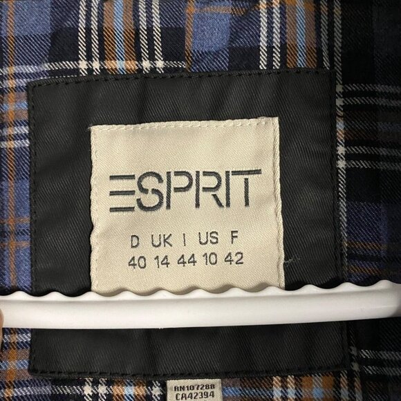 Esprit Women's Black Plaid Lined Full Zip Lightweight Jacket - Picture 7 of 10